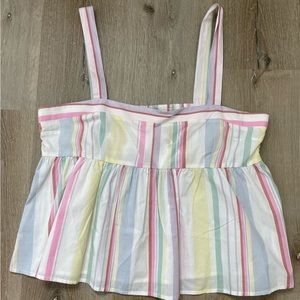 Chelsea & Violet Pastel Stripes Cotton Sleeveless Cami Tank Top Sz L